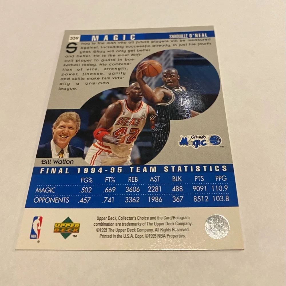 Shaquille O Neal 1995 Upper Deck Collectors Choice Basketball Card #339 Vintage